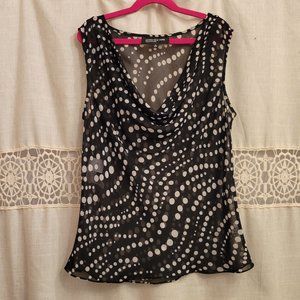 Jones NY sheer polka dot cow-neck blouse